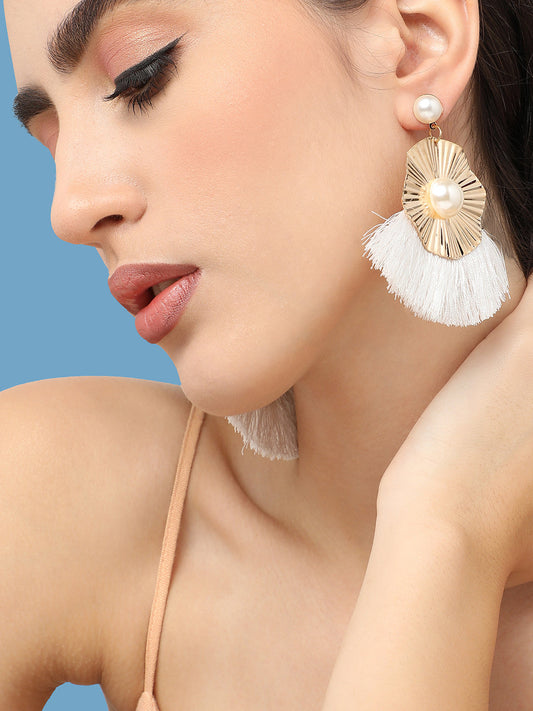 Gold Plated Pearls Party Drop Earring For Women