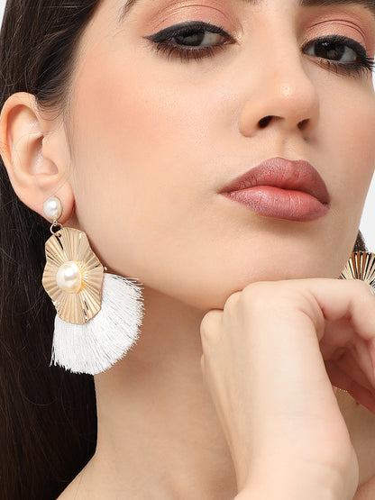 Gold Plated Pearls Party Drop Earring For Women