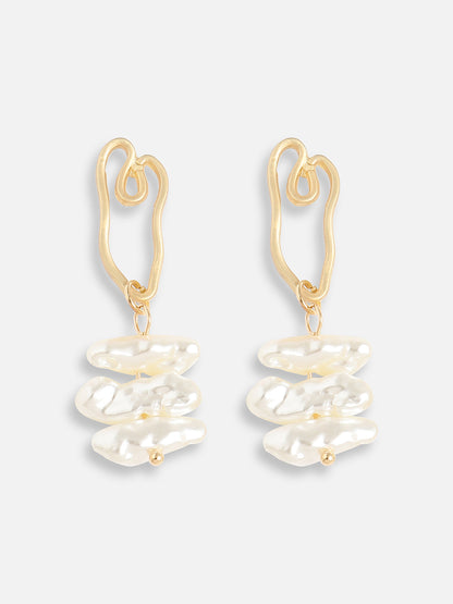 Gold Plated Pearls Casual Drop Earring For Women