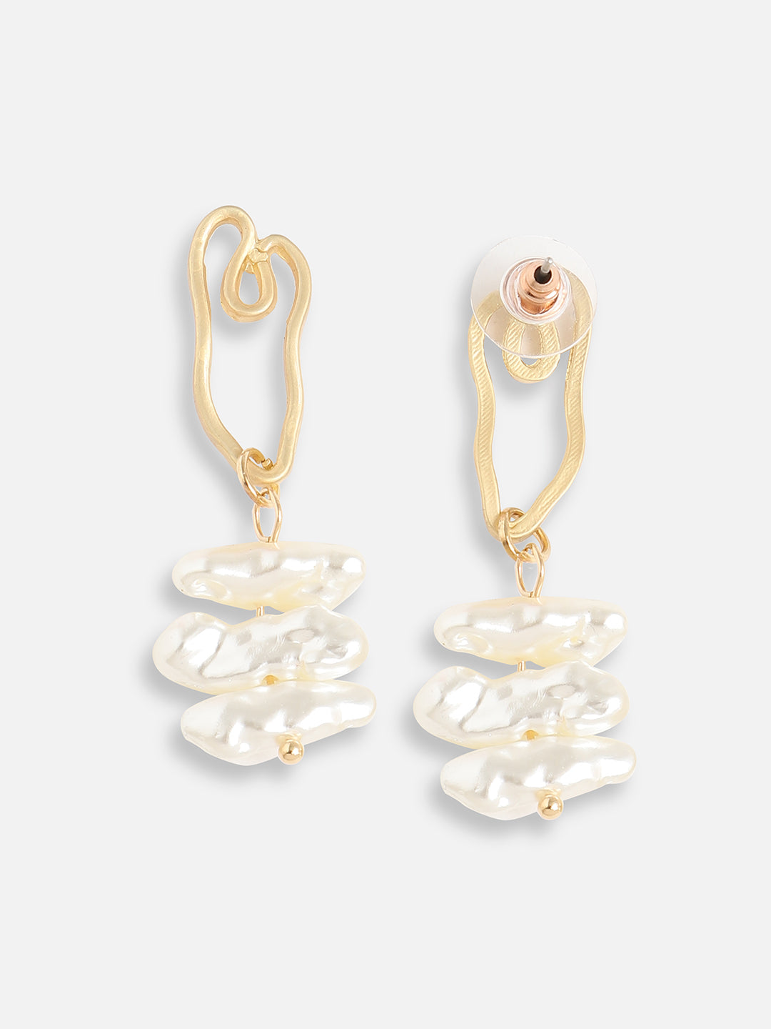 Gold Plated Pearls Casual Drop Earring For Women