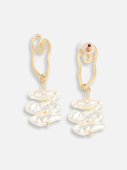 Gold Plated Pearls Casual Drop Earring For Women