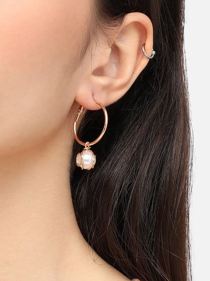 Gold Plated Pearls Casual Drop Earring For Women