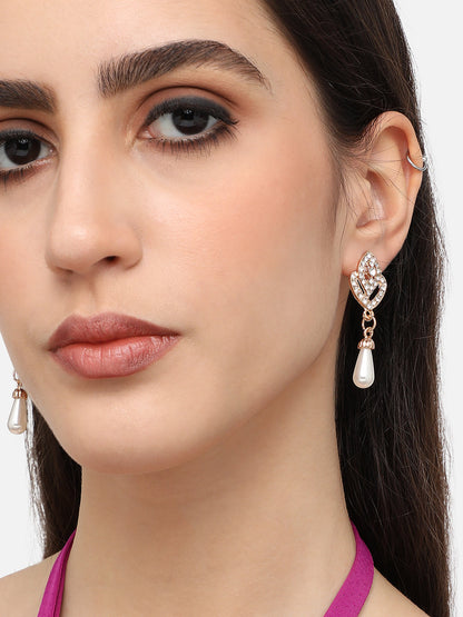 Gold Plated Pearls Party Drop Earring For Women