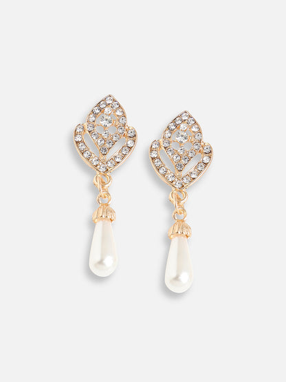 Gold Plated Pearls Party Drop Earring For Women