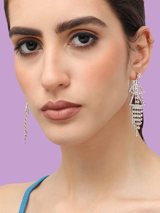 Gold Plated Designer Stone Party Drop Earring For Women