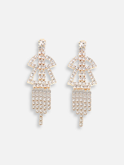 Gold Plated Designer Stone Party Drop Earring For Women