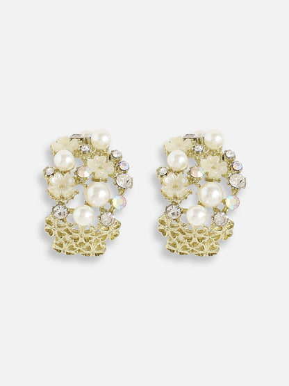 Gold Plated Pearls Party Stud For Women