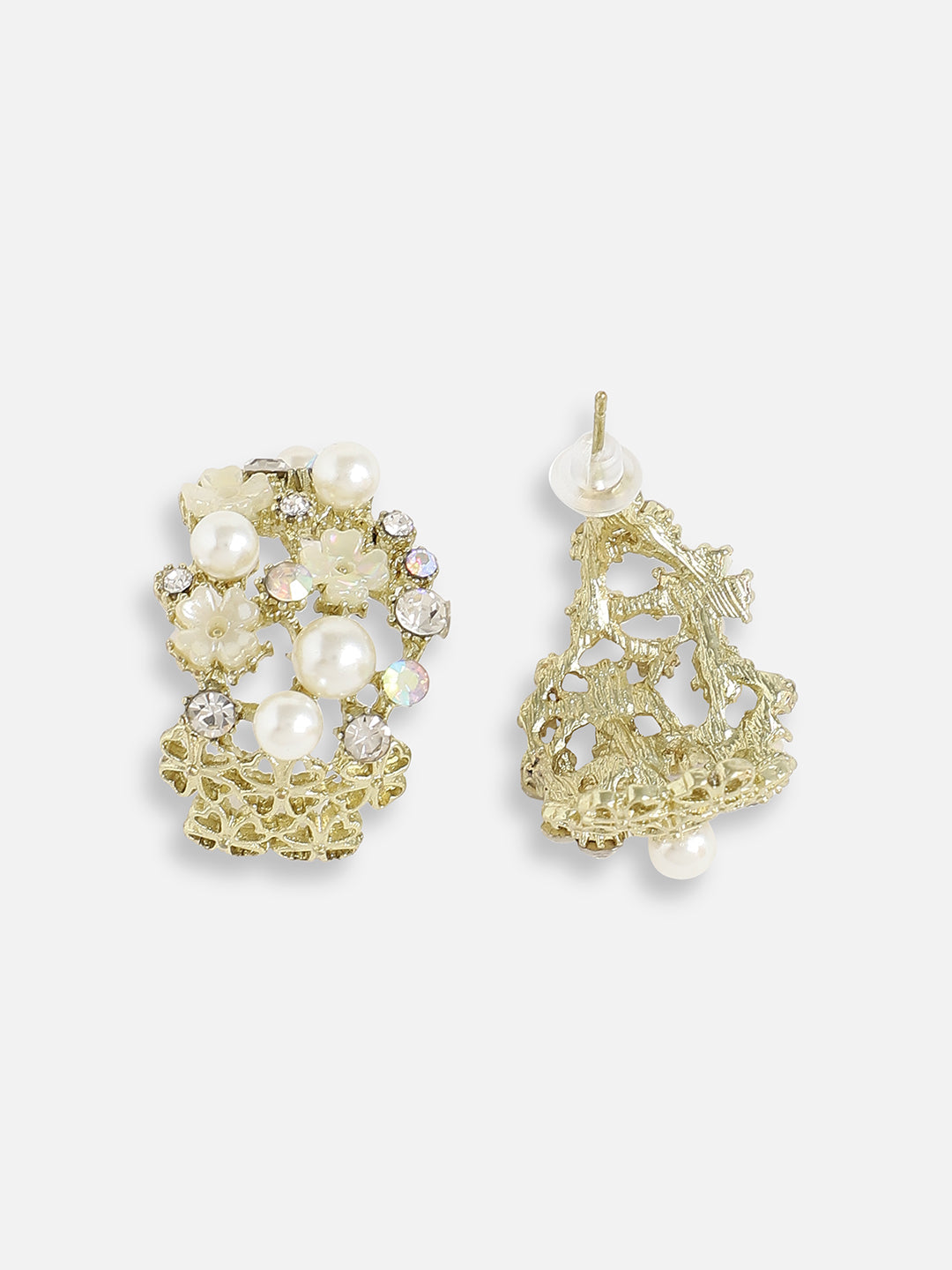 Gold Plated Pearls Party Stud For Women