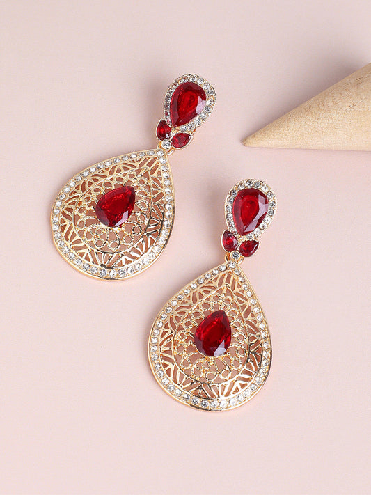 Gold Plated Designer Stone Party Drop Earring For Women