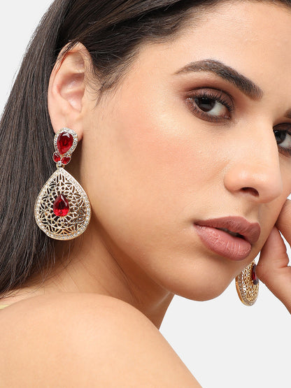 Gold Plated Designer Stone Party Drop Earring For Women