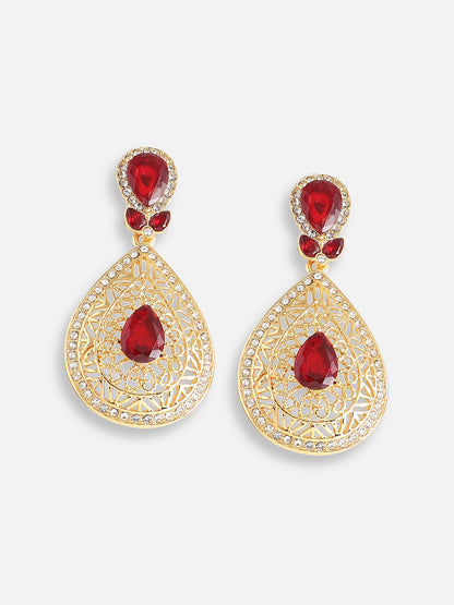 Gold Plated Designer Stone Party Drop Earring For Women