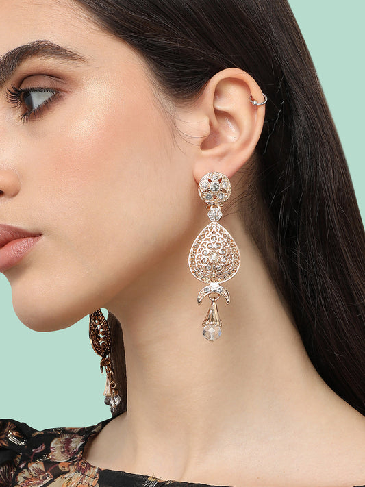 Gold Plated Designer Stone Party Drop Earring For Women