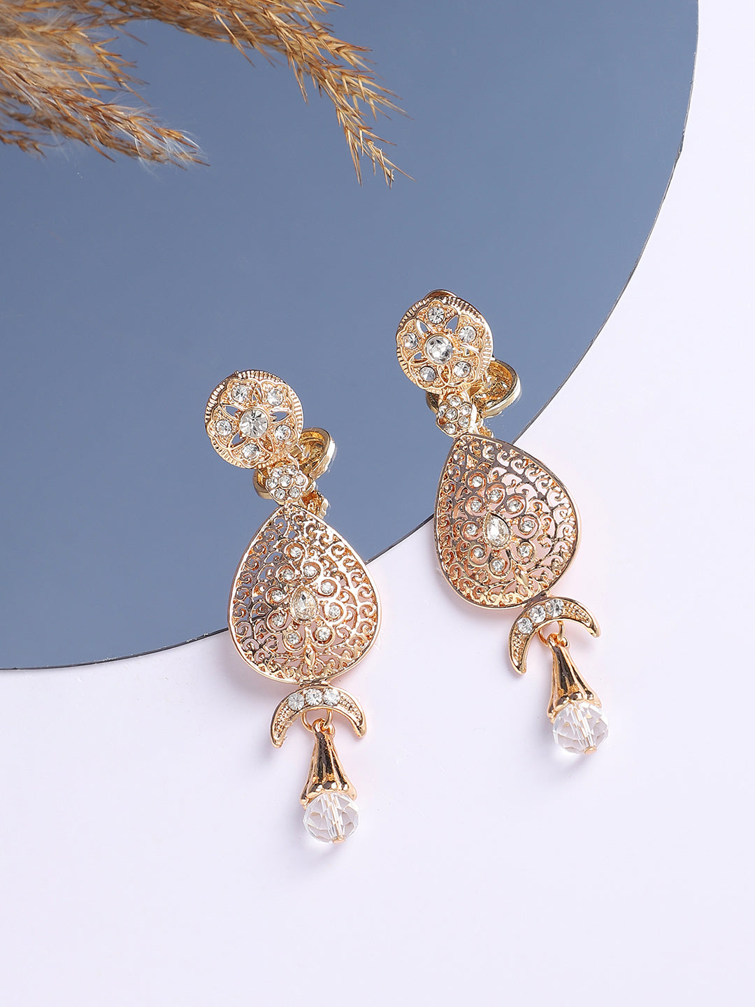 Gold Plated Designer Stone Party Drop Earring For Women