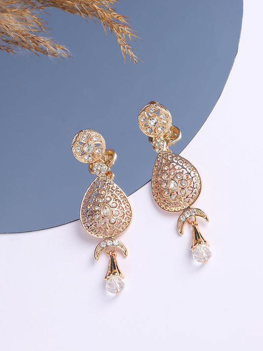 Gold Plated Designer Stone Party Drop Earring For Women