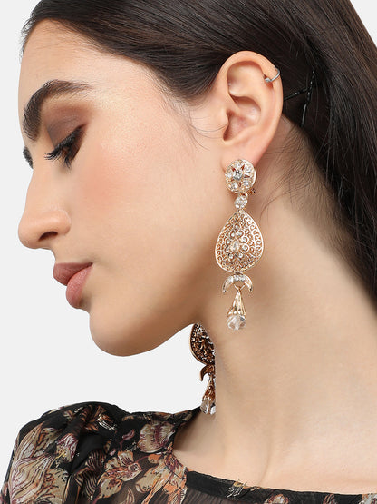 Gold Plated Designer Stone Party Drop Earring For Women