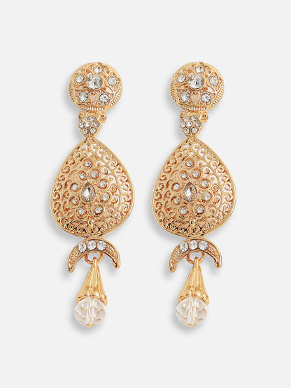 Gold Plated Designer Stone Party Drop Earring For Women