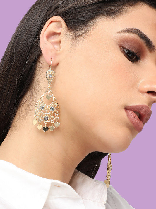 Gold Plated Designer Stone Party Drop Earring For Women