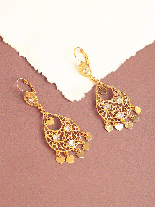 Gold Plated Designer Stone Party Drop Earring For Women
