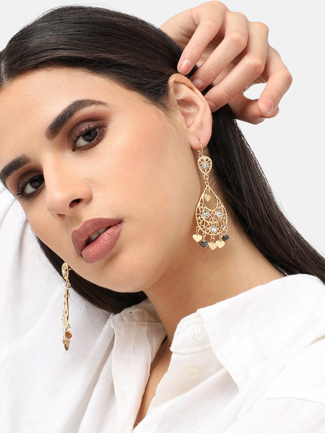 Gold Plated Designer Stone Party Drop Earring For Women