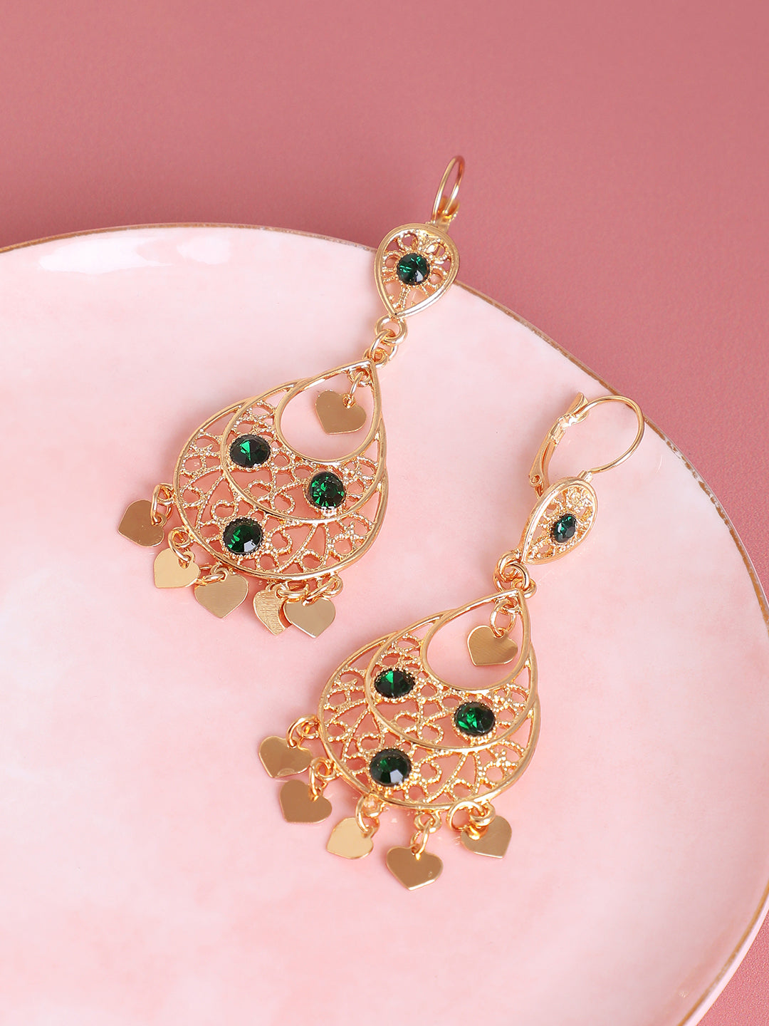 Gold Plated Designer Stone Party Drop Earring For Women