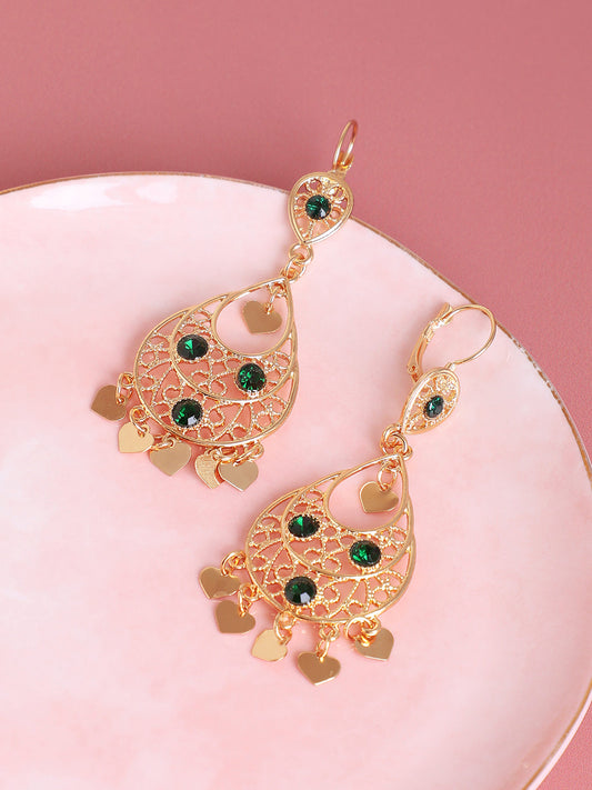 Gold Plated Designer Stone Party Drop Earring For Women