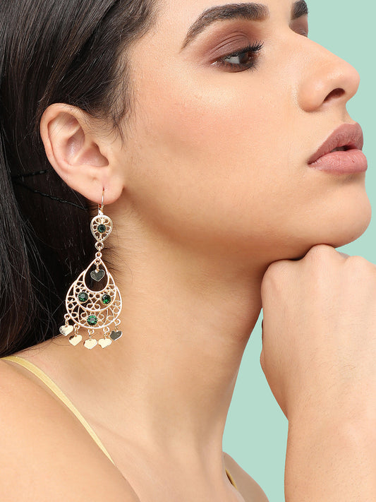 Gold Plated Designer Stone Party Drop Earring For Women