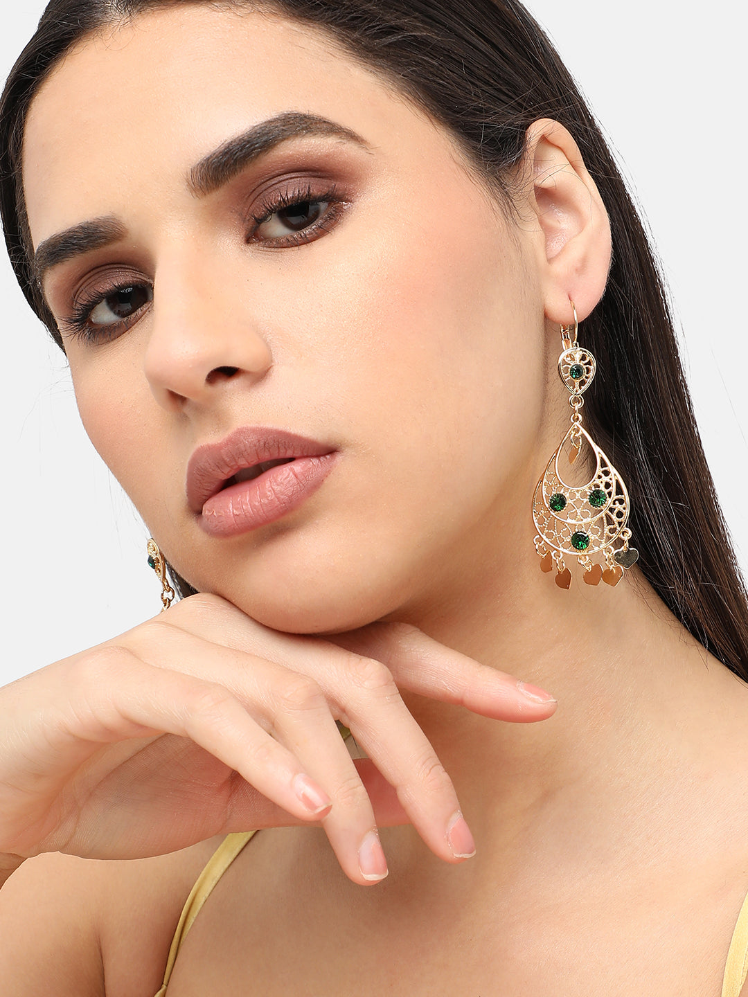 Gold Plated Designer Stone Party Drop Earring For Women