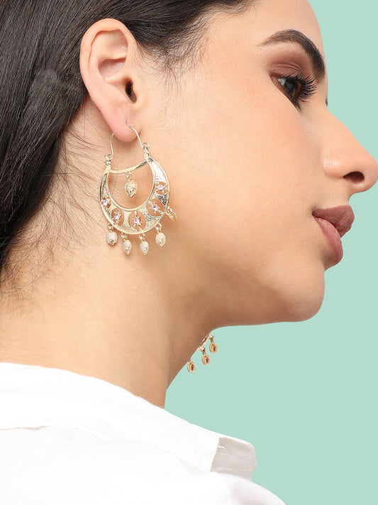 Gold Plated Designer Stone Party Drop Earring For Women