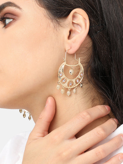 Gold Plated Designer Stone Party Drop Earring For Women