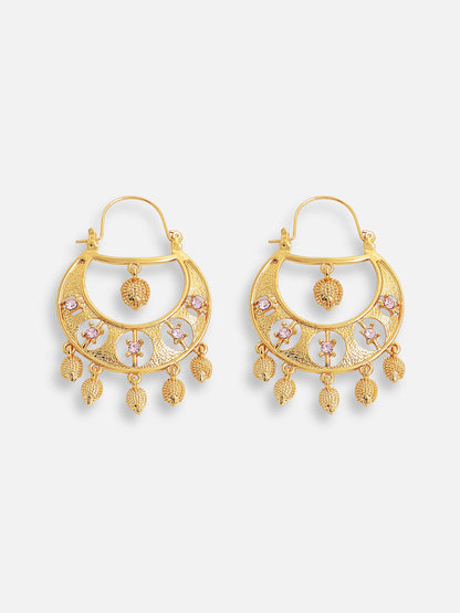 Gold Plated Designer Stone Party Drop Earring For Women
