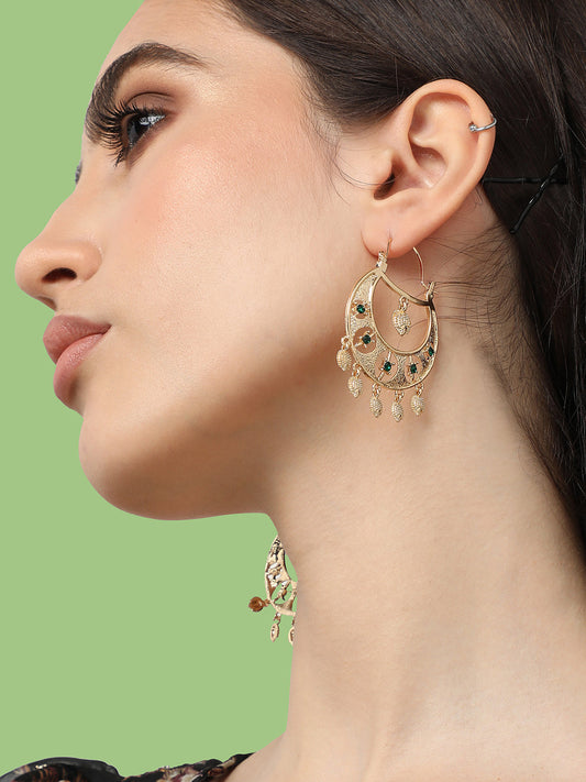 Gold Plated Designer Stone Party Drop Earring For Women