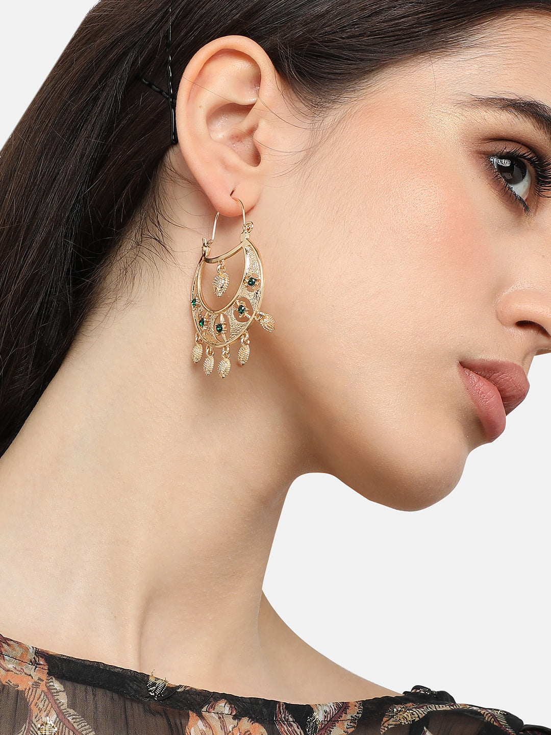 Gold Plated Designer Stone Party Drop Earring For Women