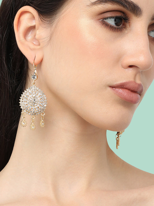 Gold Plated Designer Stone Party Drop Earring For Women