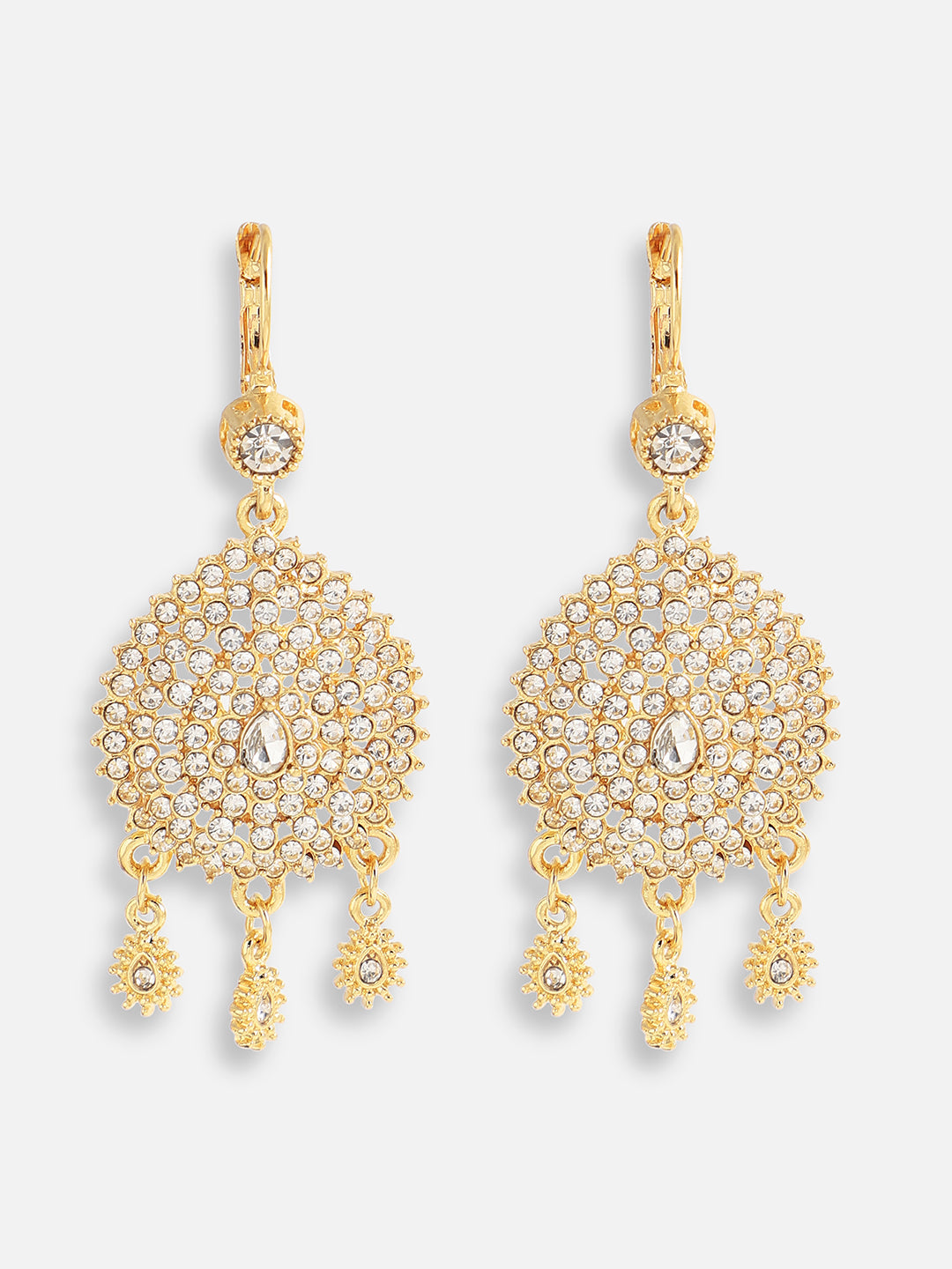 Gold Plated Designer Stone Party Drop Earring For Women