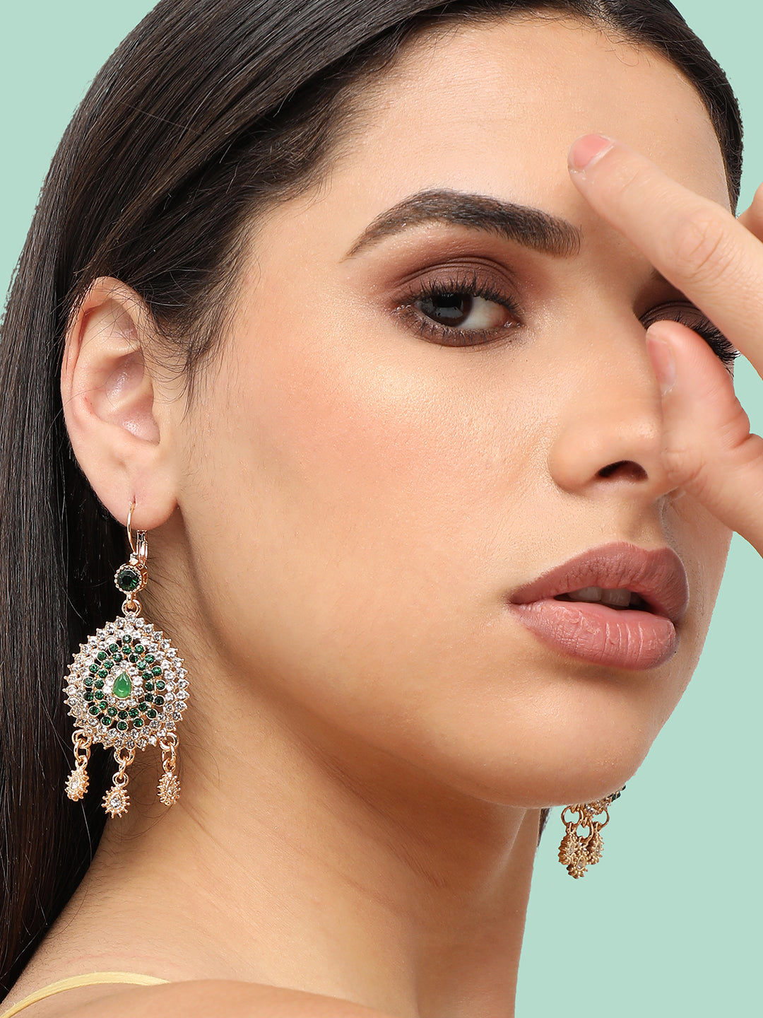 Gold Plated Designer Stone Party Drop Earring For Women