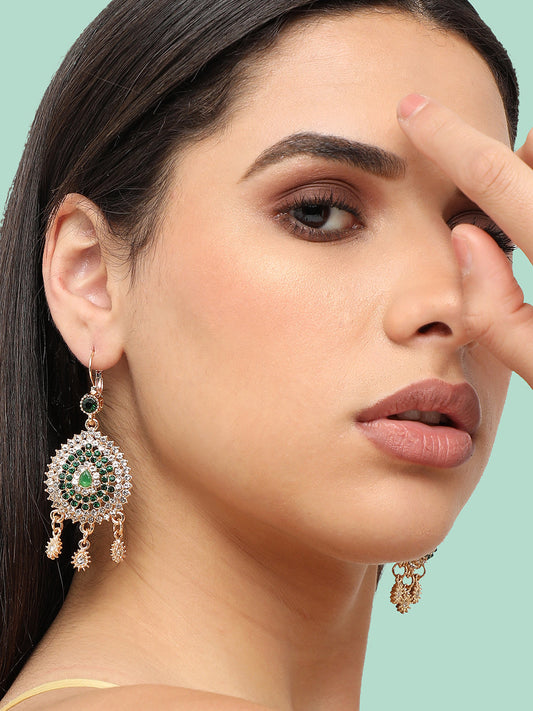 Gold Plated Designer Stone Party Drop Earring For Women