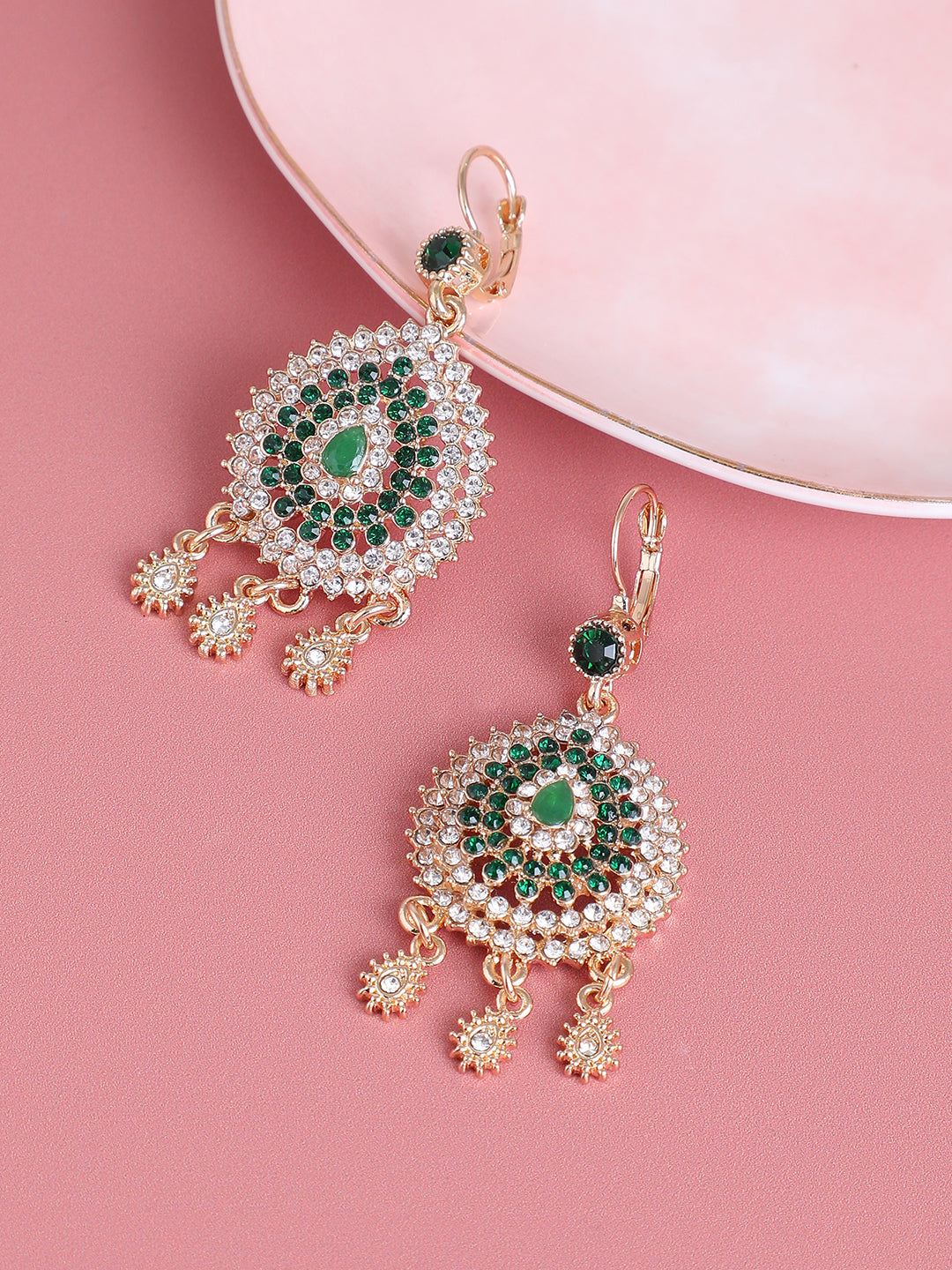 Gold Plated Designer Stone Party Drop Earring For Women