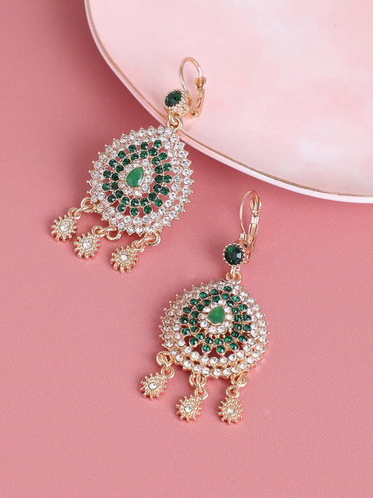 Gold Plated Designer Stone Party Drop Earring For Women
