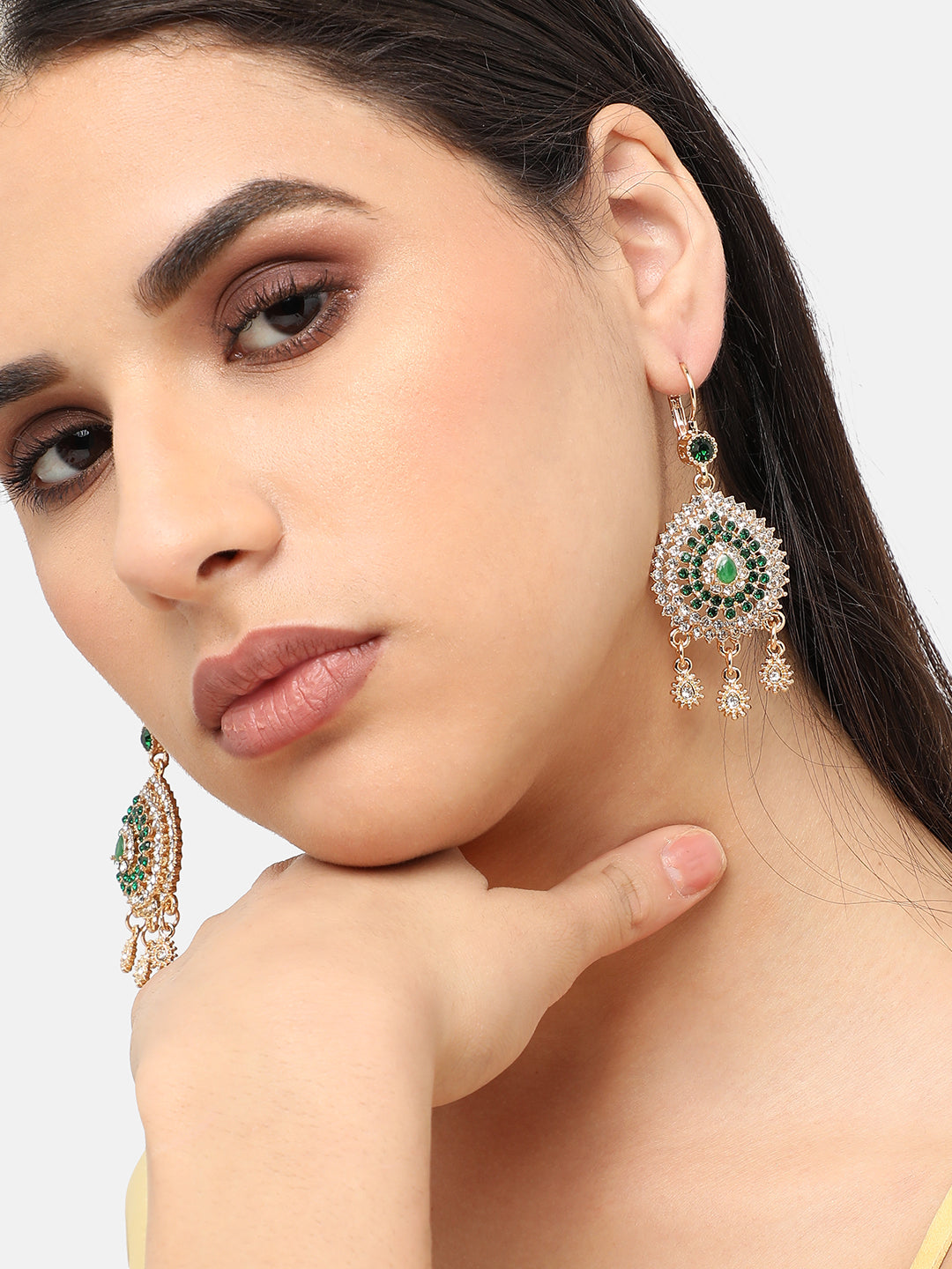 Gold Plated Designer Stone Party Drop Earring For Women