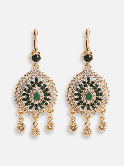Gold Plated Designer Stone Party Drop Earring For Women