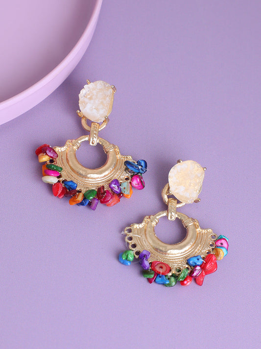 Gold Plated Designer Stone Party Drop Earring For Women