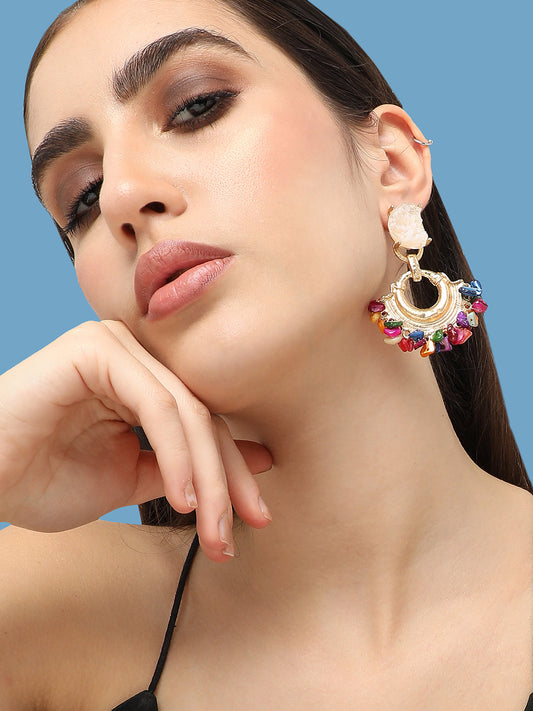 Gold Plated Designer Stone Party Drop Earring For Women