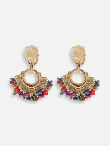 Gold Plated Designer Stone Party Drop Earring For Women