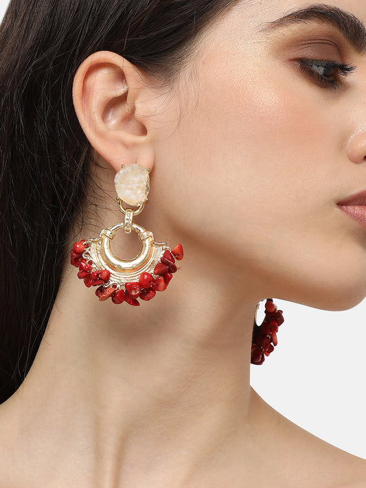 Gold Plated Designer Stone Party Drop Earring For Women