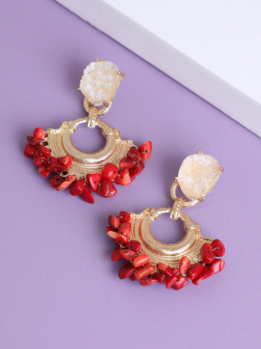 Gold Plated Designer Stone Party Drop Earring For Women