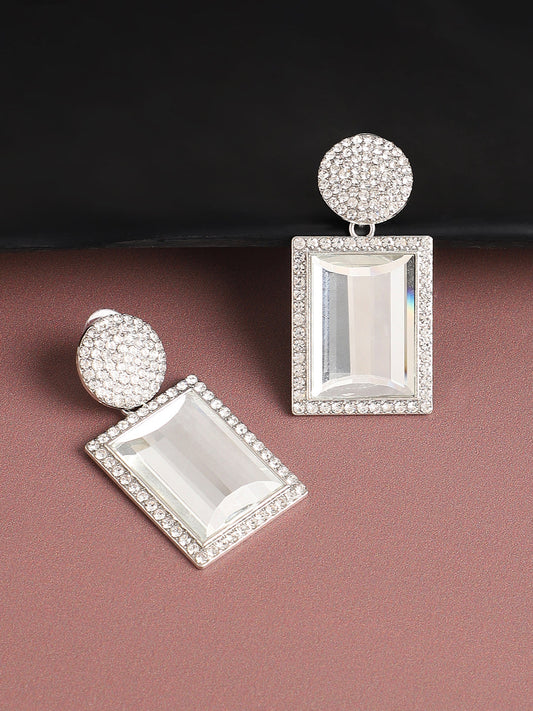 Silver Plated Designer Stone Party Drop Earring For Women