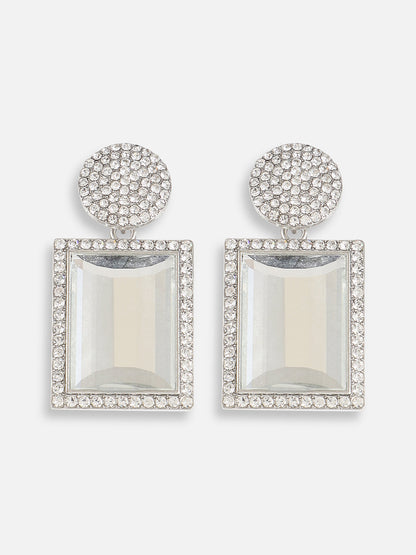 Silver Plated Designer Stone Party Drop Earring For Women