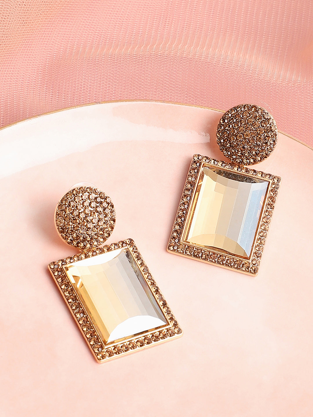 Gold Plated Designer Stone Party Drop Earring For Women