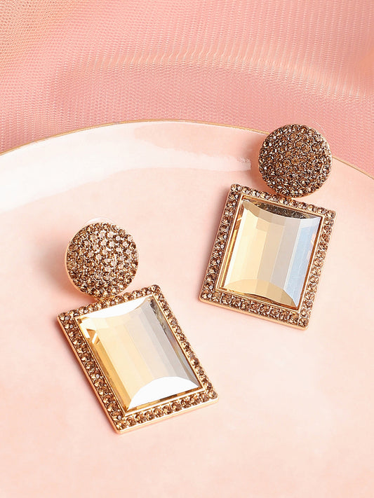 Gold Plated Designer Stone Party Drop Earring For Women