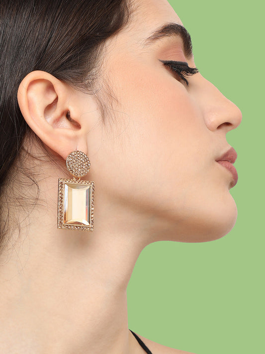 Gold Plated Designer Stone Party Drop Earring For Women